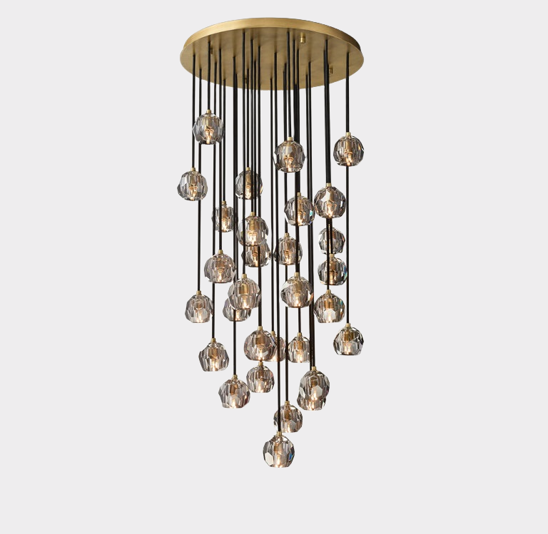 Boule Crystal Round Cluster Chandelier 30"-MEET LIGHTING