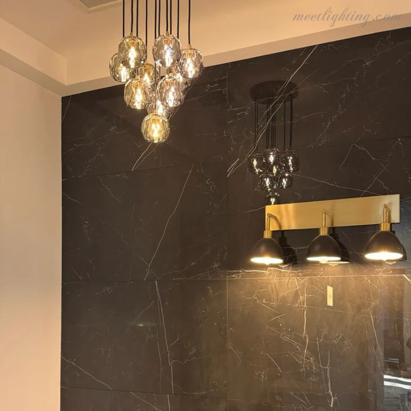 Boule Glass Round Cluster Chandelier 19"-MEET LIGHTING