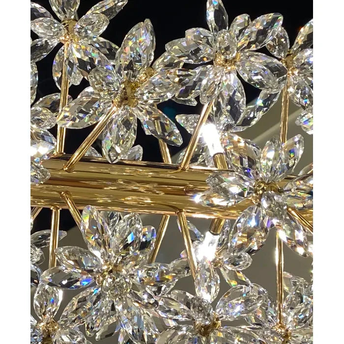 Modern Art Design Round Crystal Flower Chandelier for Bedroom/Living Room-MEET LIGHTING