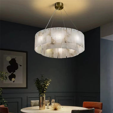 Brendra Alabaster 2-Tier Round Chandelier-MEET LIGHTING