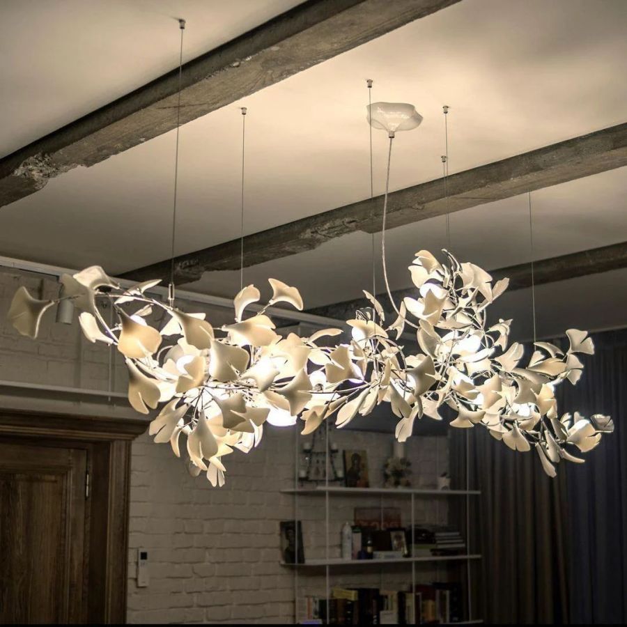 Bustling Ceramic Ginkgo Leaf Chandelier-MEET LIGHTING