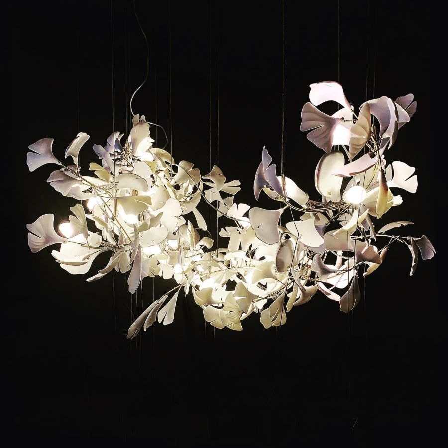 Bustling Ceramic Ginkgo Leaf Chandelier-MEET LIGHTING