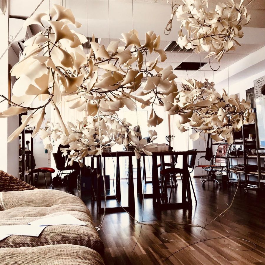 Bustling Ceramic Ginkgo Leaf Chandelier-MEET LIGHTING
