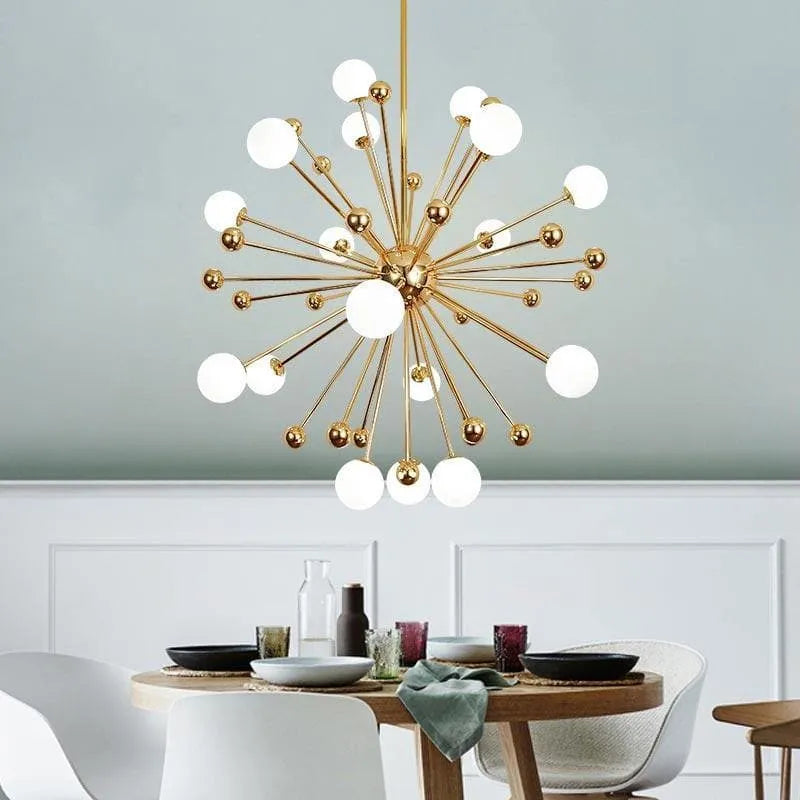 Cami Gold And White Chandelier D 40"-MEET LIGHTING