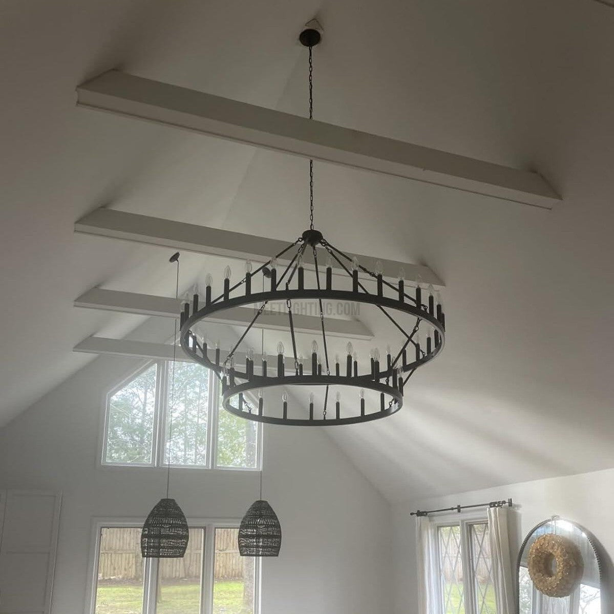 Camino Vintage Candelabra 2-Tier Round Chandelier-MEET LIGHTING