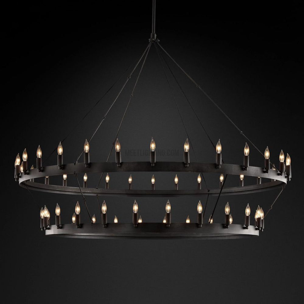 Camino Vintage Candelabra 2-Tier Round Chandelier-MEET LIGHTING