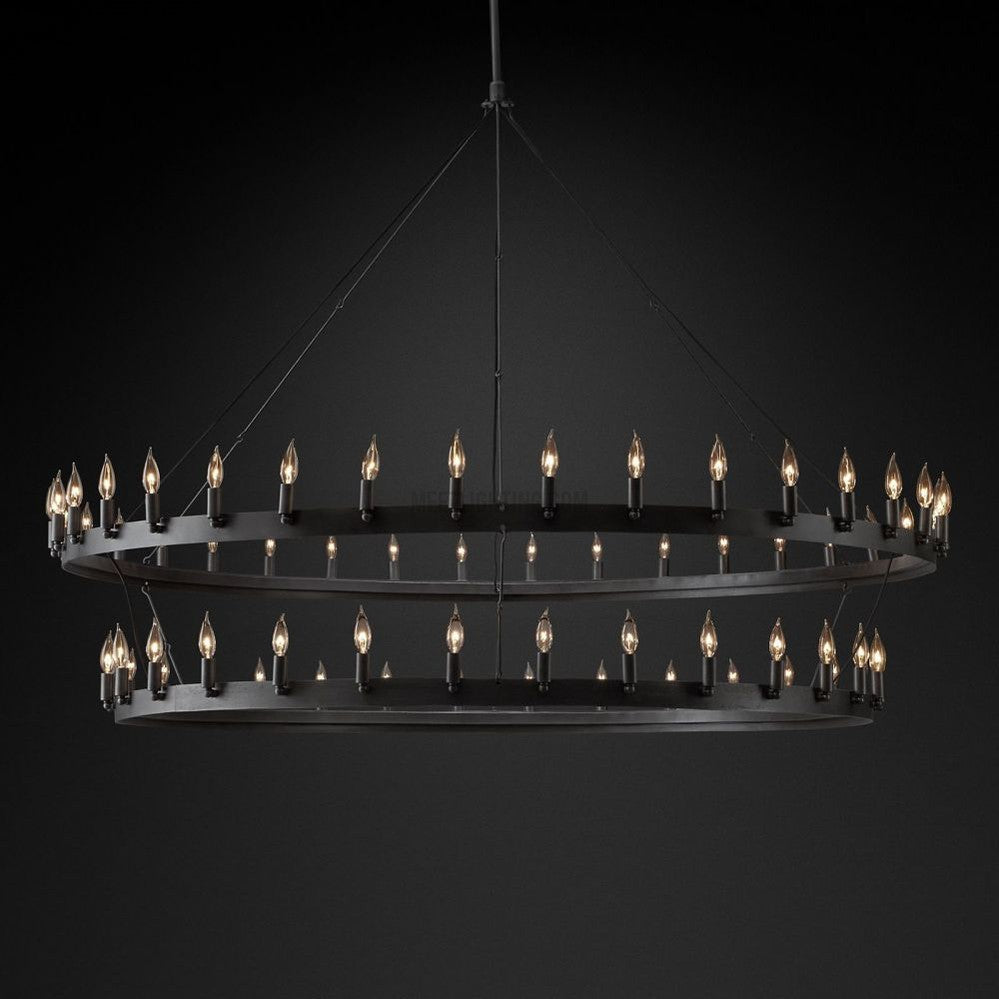 Camino Vintage Candelabra 2-Tier Round Chandelier-MEET LIGHTING