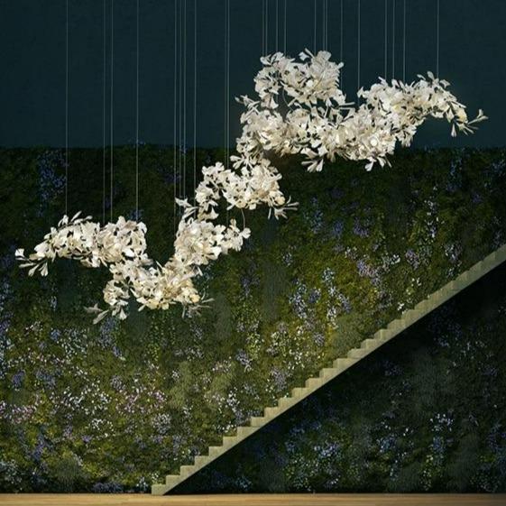 Ceramic Ginkgo Branch Chandelier-MEET LIGHTING