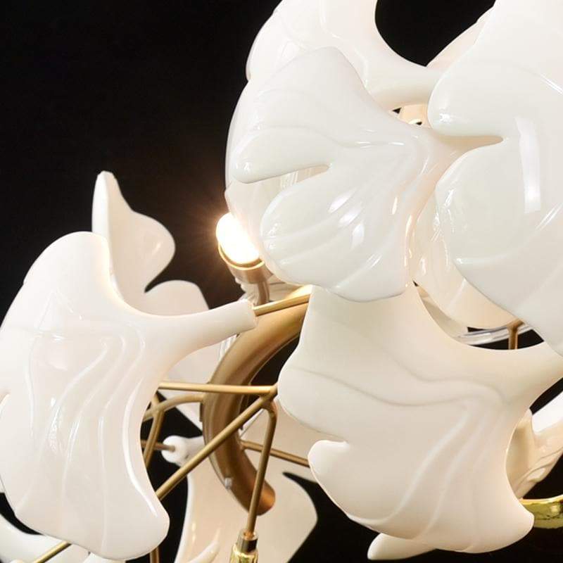 Ceramic Ginkgo Petal Chandelier-MEET LIGHTING