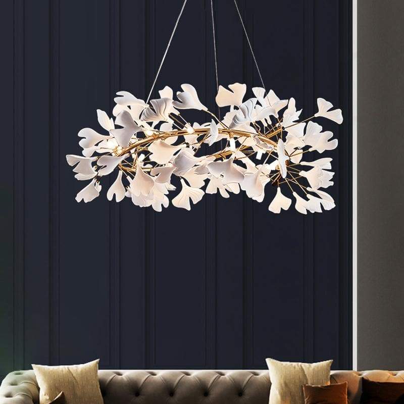 Ceramic Ginkgo Round Chandelier-MEET LIGHTING