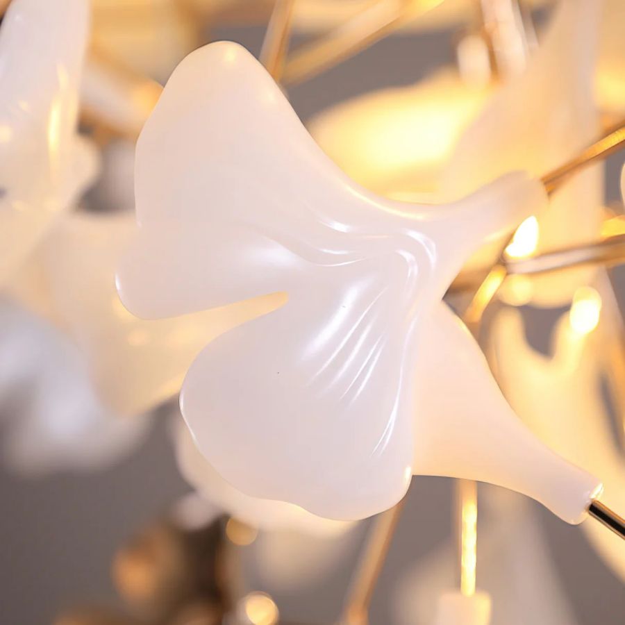 Ceramic Ginkgo Spiral Linear Chandelier-MEET LIGHTING
