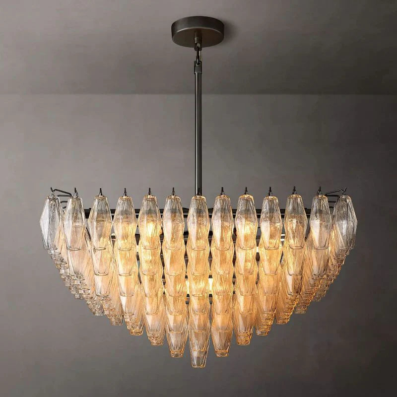 Chiaray Glass Multi-Tier Square Chandelier 32"SQ