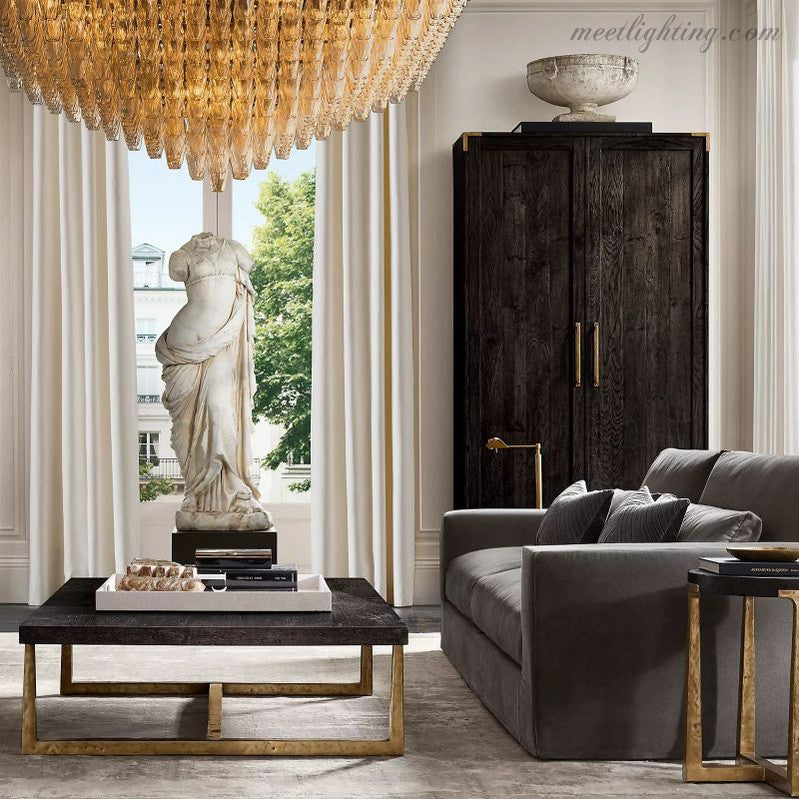 Chara Glass Square Chandelier 32"-MEET LIGHTING