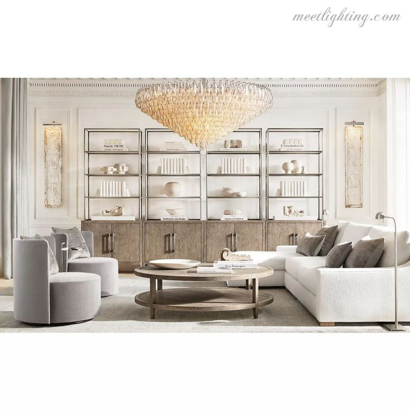Chara Glass Tiered Round Chandelier 37"-MEET LIGHTING