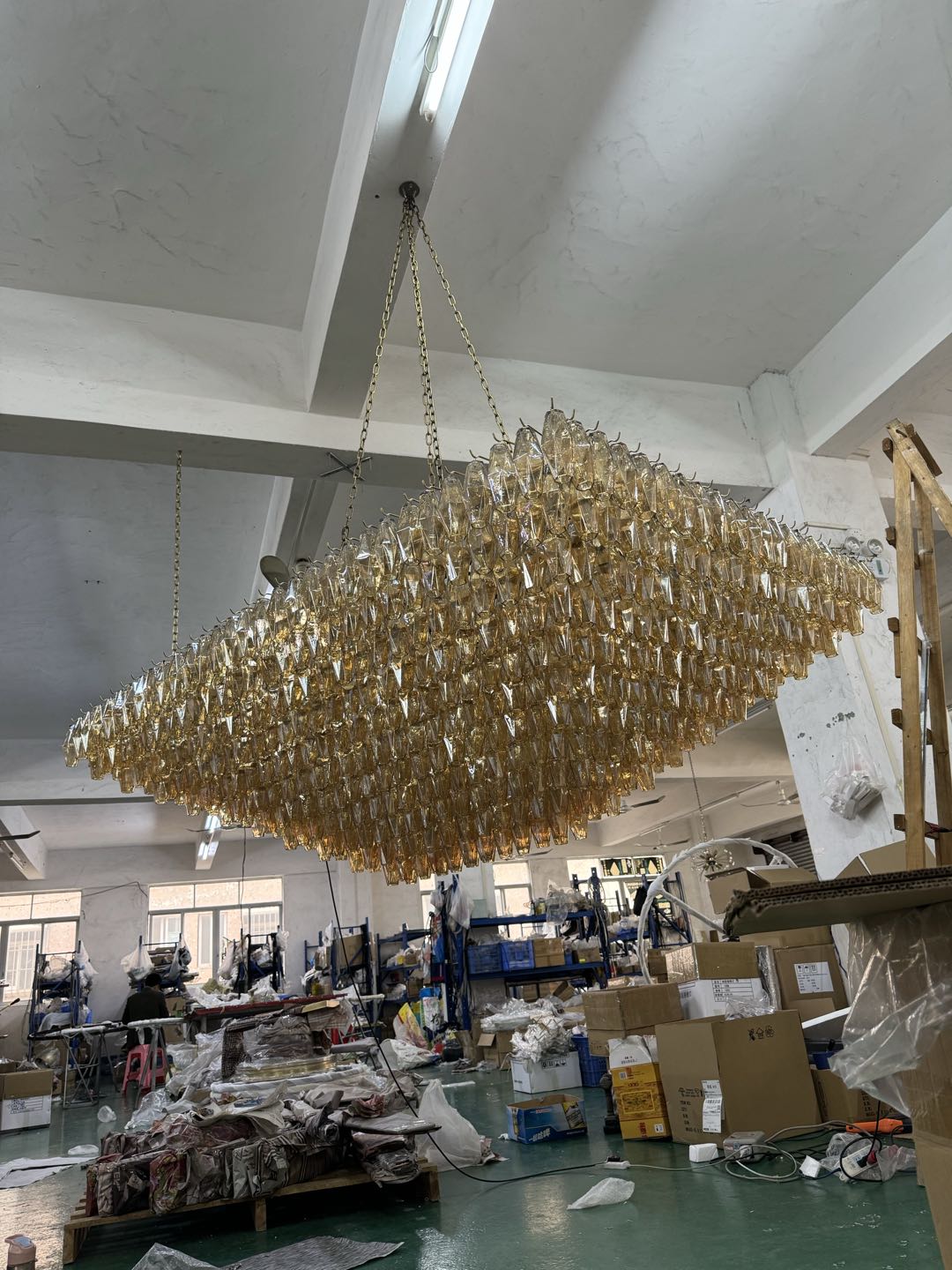 Chiaray Glass Tiered Rectangular Chandelier 74"