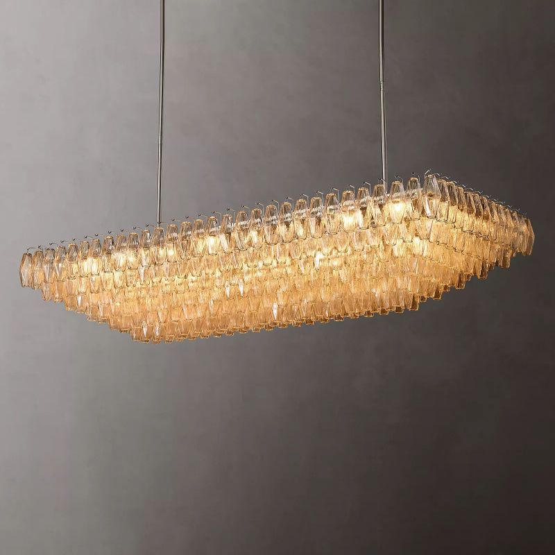 Chiaray Glass Tiered Rectangular Chandelier 74"