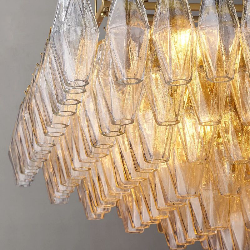 Chiaray Glass Tiered Rectangular Chandelier 74"