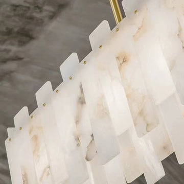 Charlene Marble Brass Linear Chandelier-MEET LIGHTING