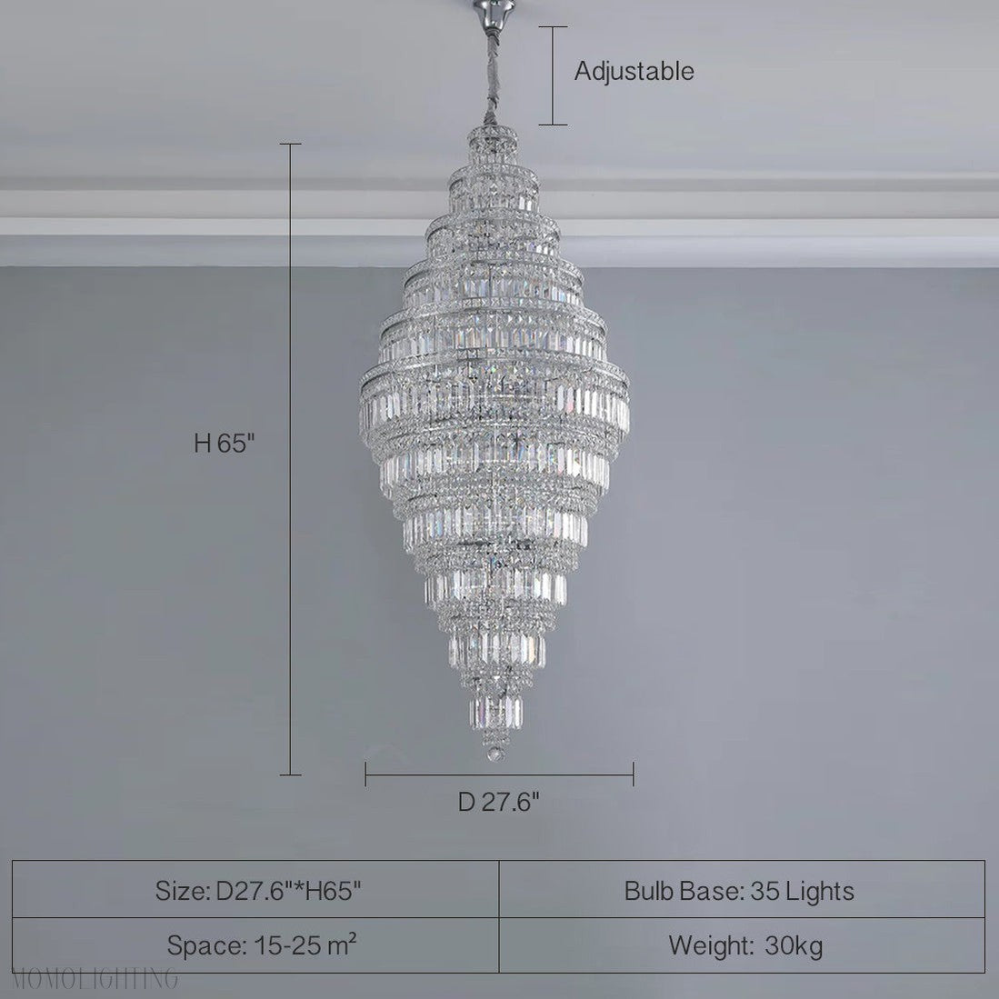 Chrome Extra Large Crystal Chandelier for Foyer Staircase Living Room Entrance Ceiling Light Fixture In Silver-MEET LIGHTING