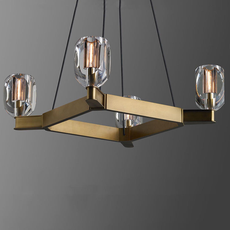 Cono Crystal Square Chandelier 36"-MEET LIGHTING
