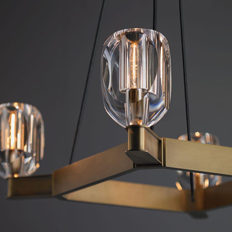 Cono Crystal Square Chandelier 36"-MEET LIGHTING