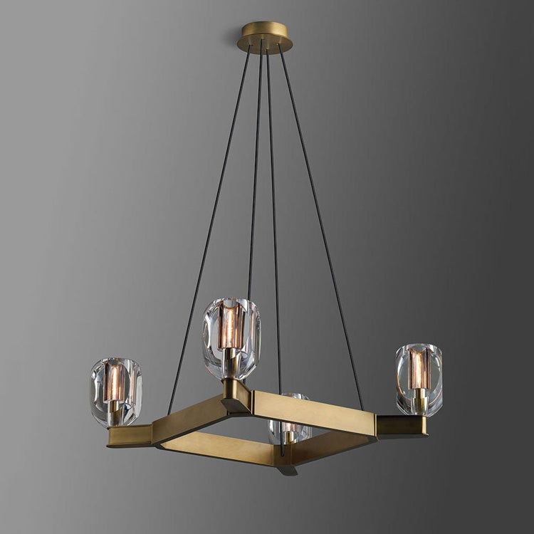 Cono Crystal Square Chandelier 36"-MEET LIGHTING