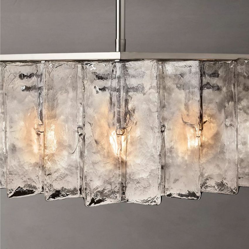 Lattic Clear Glass Rectangular Chandelier 67"-MEET LIGHTING