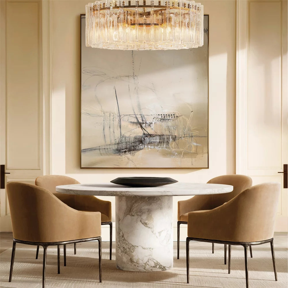 Lattic Clear Glass Round Chandelier 60"-MEET LIGHTING