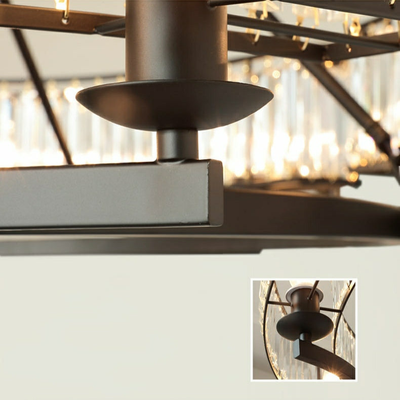Decorative 6/ 8/ 10/ 12-Light Crystal Ceiling Chandelier Triangular Prism Island Light Fixture Metal Shade for Living Room-MEET LIGHTING