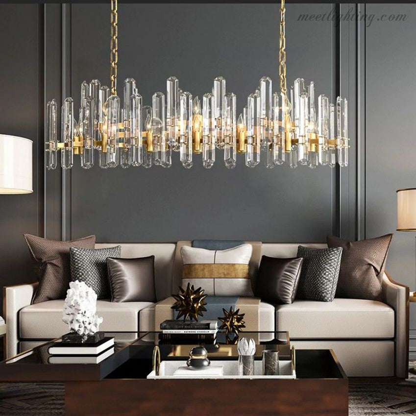 Bonnington Crystal Linear Chandelier 54"-MEET LIGHTING