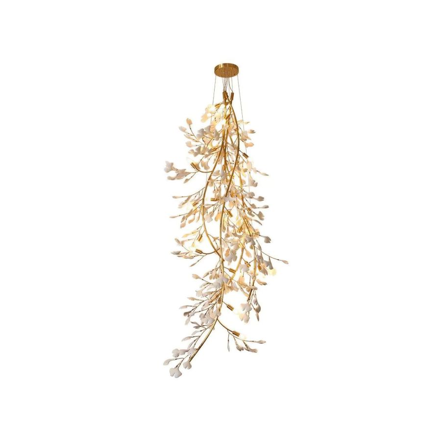 Drooping Ceramic Ginkgo Leaf Chandelier-MEET LIGHTING