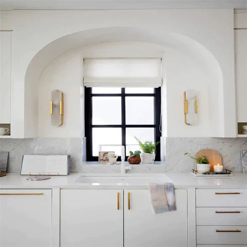 Eartha Modern Alabaster Bedroom Sconce, Indoor Wall Light