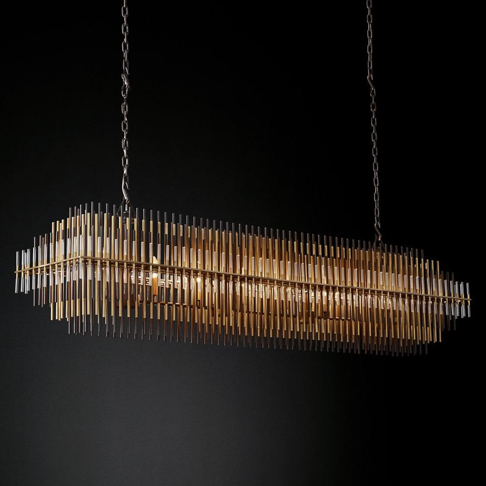 Emily Rectangle Metal Chandelier 54"-MEET LIGHTING