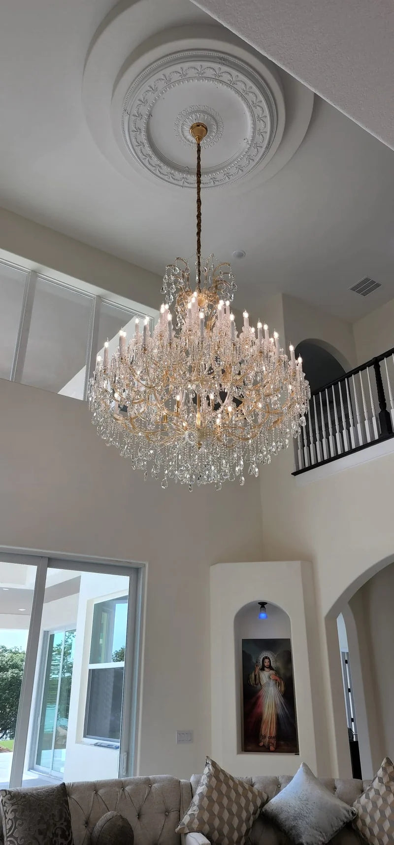 Empire candlestick Royal Crystal chandelier 60”-MEET LIGHTING