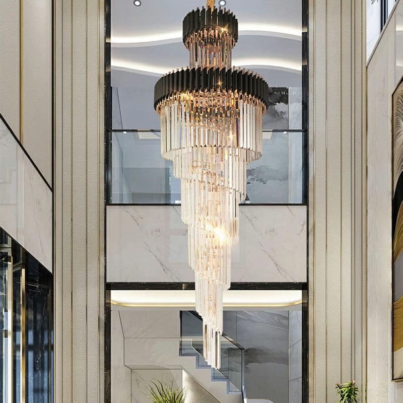Spiral Crystal Chandelier For Foyer/ Staircase-MEET LIGHTING