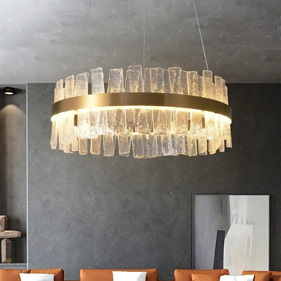 Flake Cross Crystal Round Chandelier-MEET LIGHTING