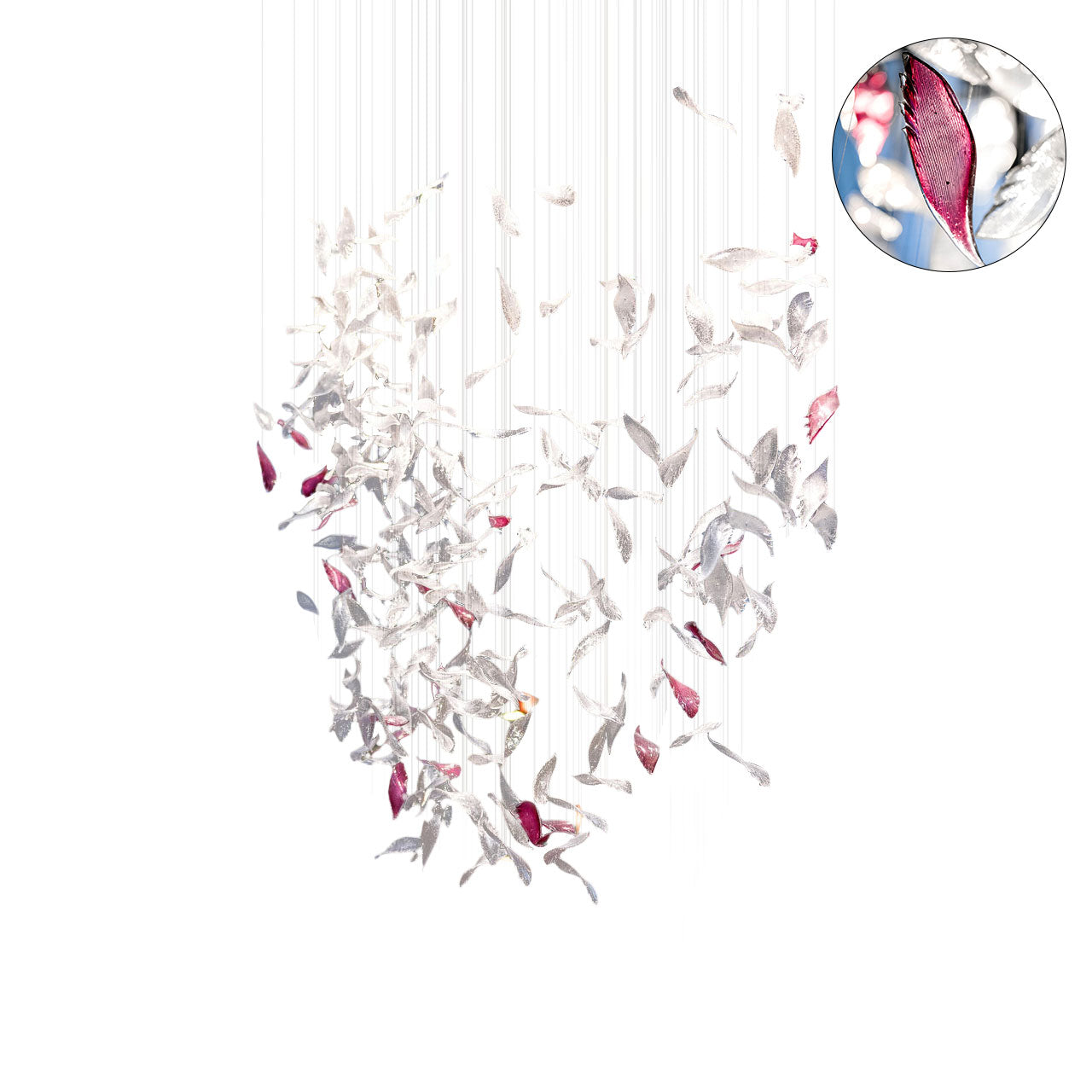 Flying Glass Feather Chandelier-MEET LIGHTING