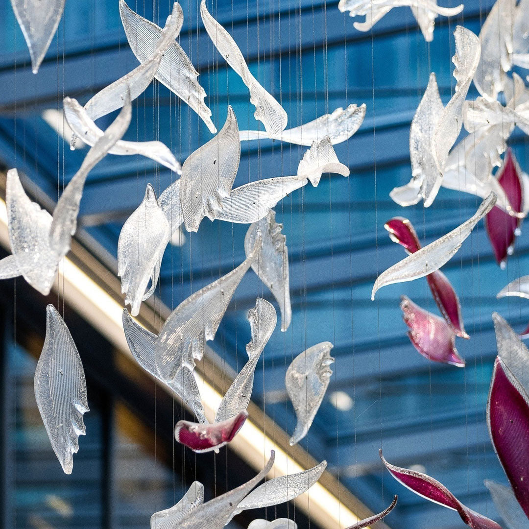 Flying Glass Feather Chandelier-MEET LIGHTING