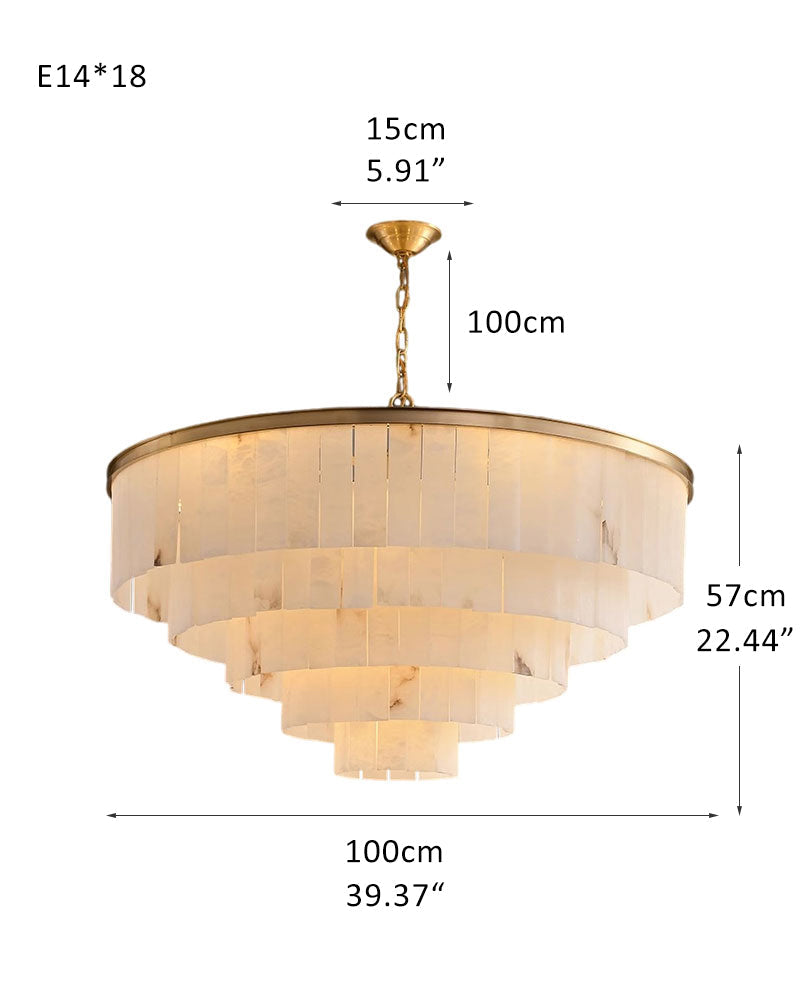 7-Layer Round Alabaster Chandelier lamp black for living room, bedroom, dining room