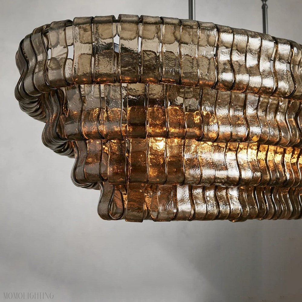 Ghiaccio Art Glass Oval Chandelier 54"/65"-Momo Lighting