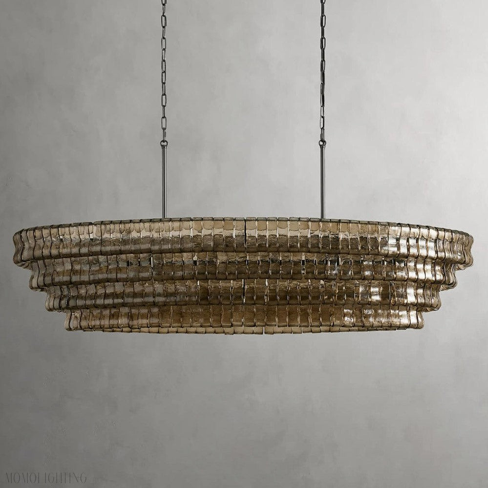 Ghiaccio Art Glass Oval Chandelier 54"/65"-Momo Lighting