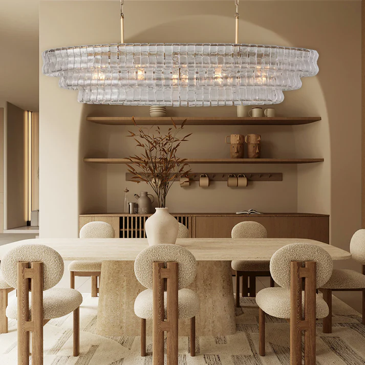 Ghiaccio Art Glass Oval Chandelier 54"/65"-Momo Lighting