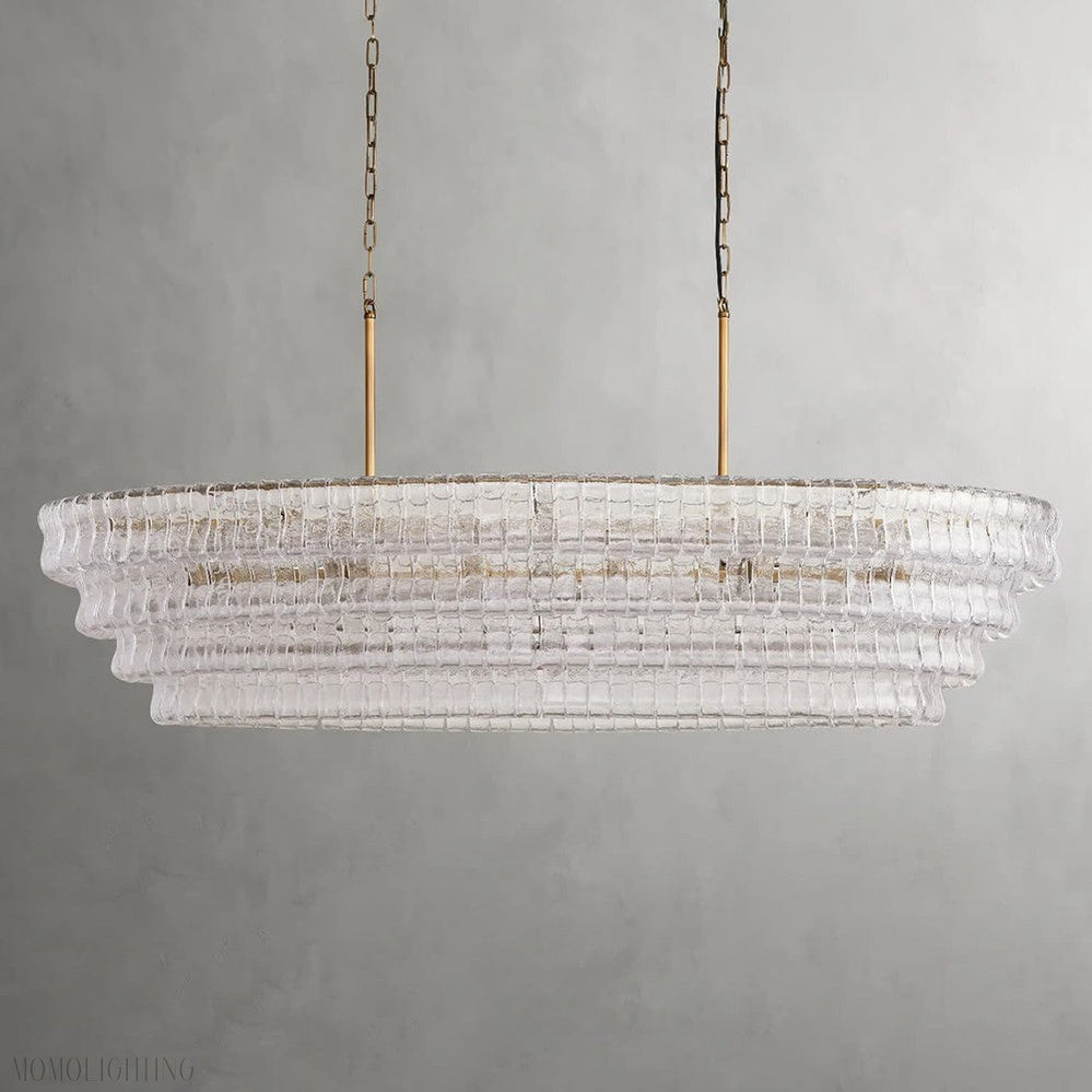 Ghiaccio Art Glass Oval Chandelier 54"/65"-Momo Lighting