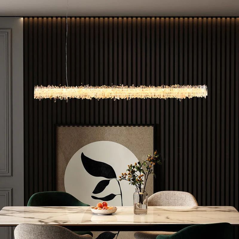 Gina Rock Crystal Linear Chandelier-MEET LIGHTING