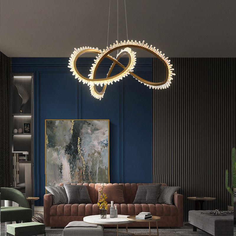 Gina Rock Crystal Möbius Ring Chandelier-MEET LIGHTING