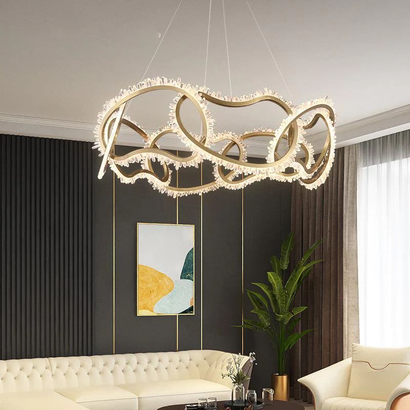 Gina Rock Crystal Multi Ring Chandelier-MEET LIGHTING