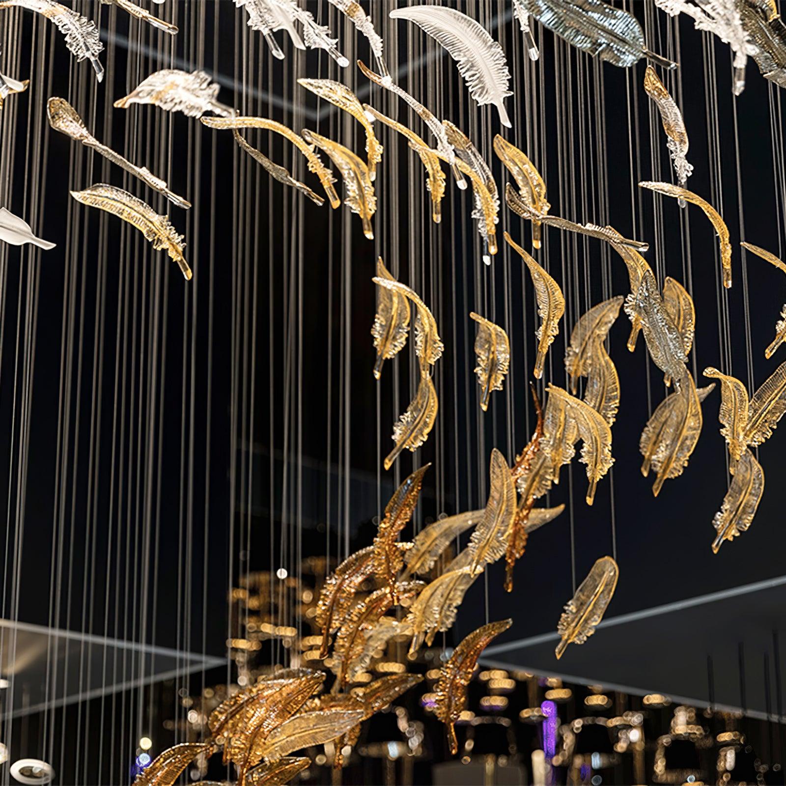 Glass Feathers Chandelier-MEET LIGHTING
