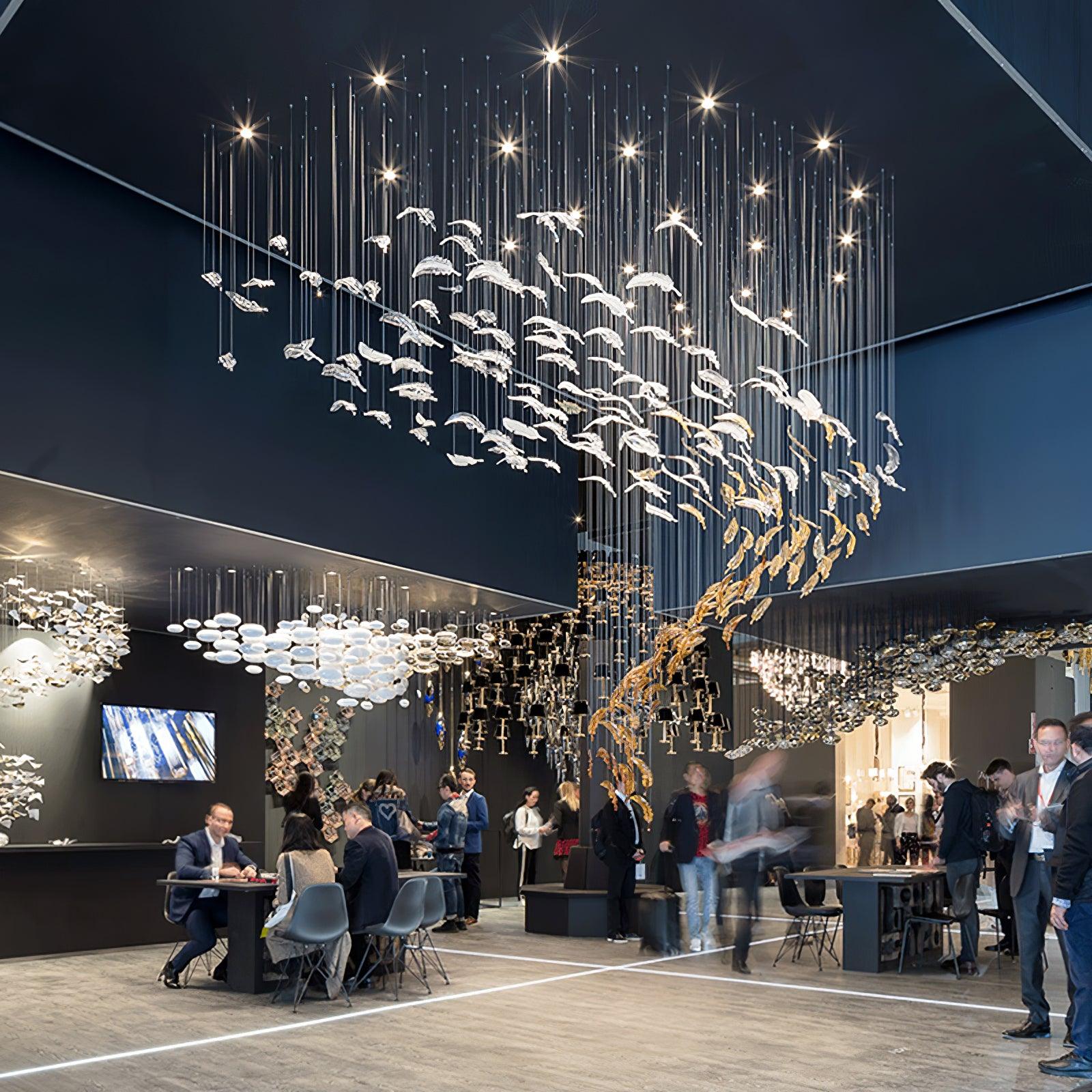 Glass Feathers Chandelier-MEET LIGHTING