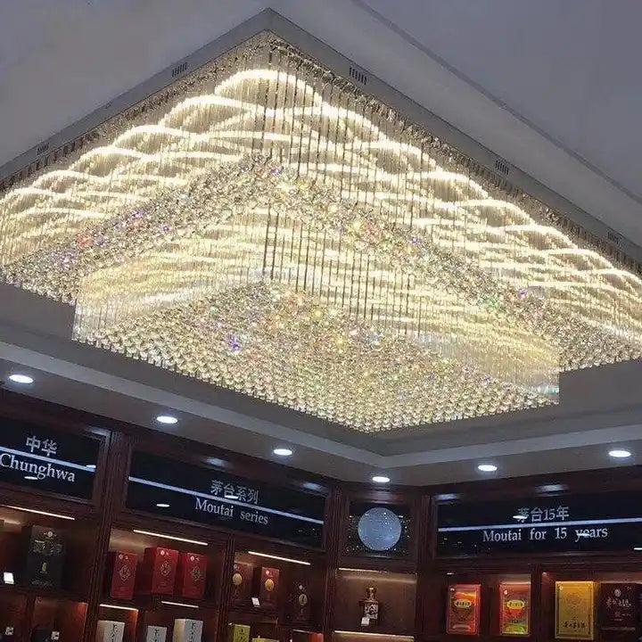 Modern Extra 2/3 Tiered Flush Mount Crystal Chandelier for Large Area-MEET LIGHTING