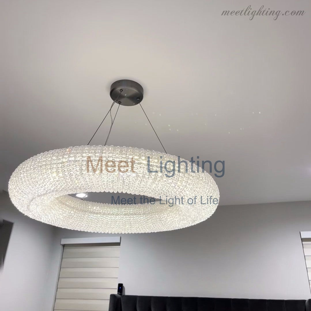 Halo Crystal Aperture Round Chandelier D59"-MEET LIGHTING